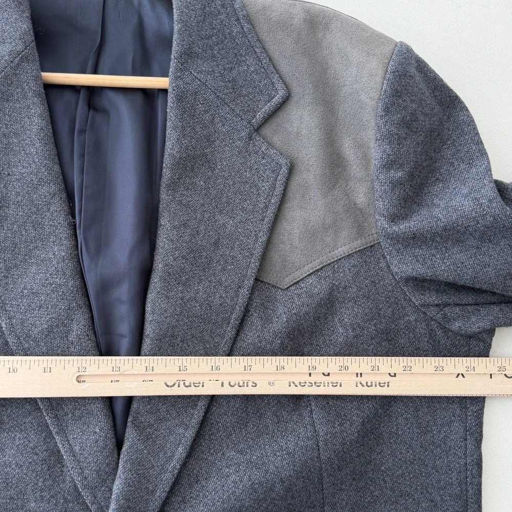 Pendleton Blazer Jacket Sz 48 Long Gray Sport Coat Wool Elbow Patch Smoking Hunt